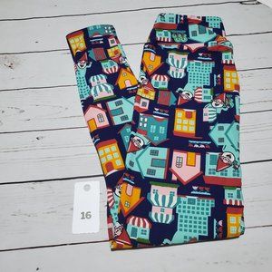 LuLaRoe | OS Leggings One Size  Gnome Cartoon Man Town House NEW little people